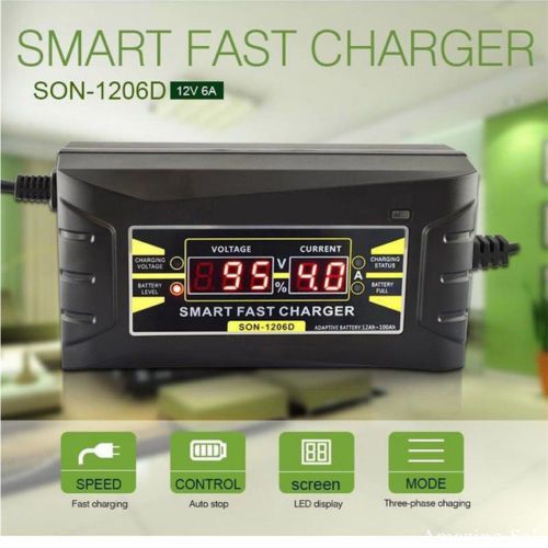 Carregador Baterias 12V 6A LCD Smart Fast Lead-acid/GEL