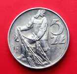 Moneta 5 złotych  1974 Rybak PRL