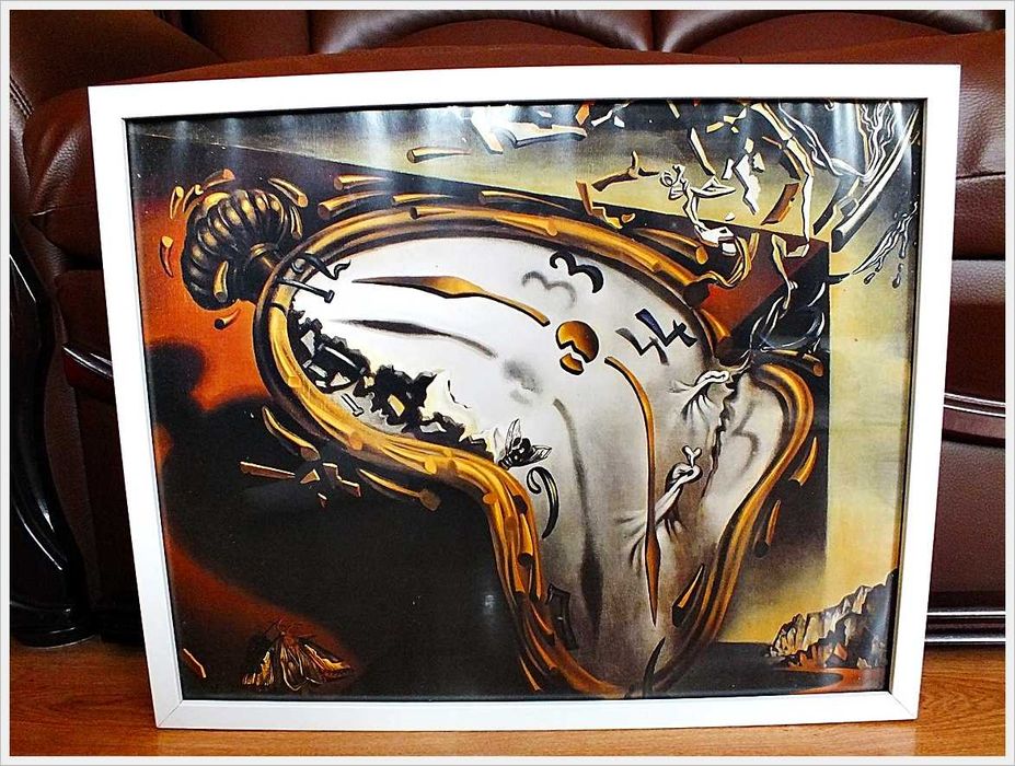 Stary obraz reprodukcja Salvador Dali '' Zegar Obraz z PRL
