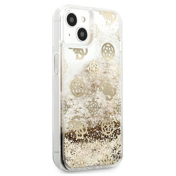 Etui Guess Peony Liquid Glitter iPhone 13 Mini 5,4" Złote