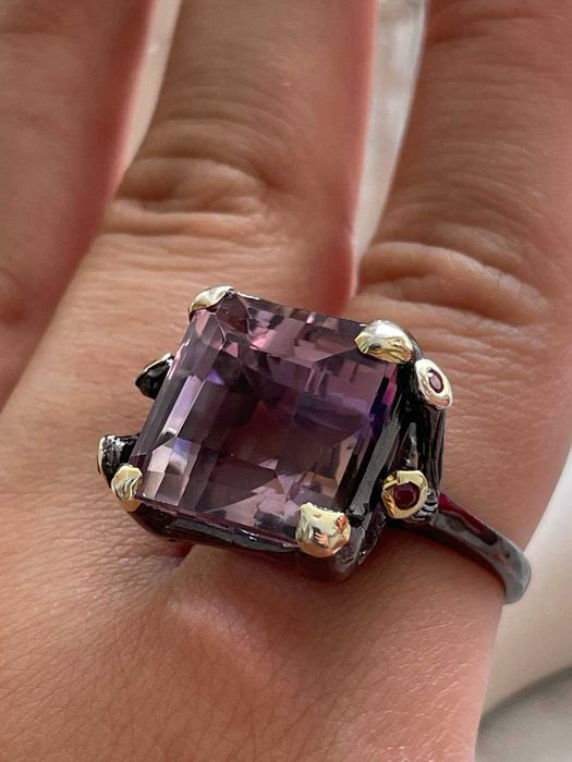 Серебряное кольцо с аметрином 32 карата, серебро 925 пробы Размер18,5