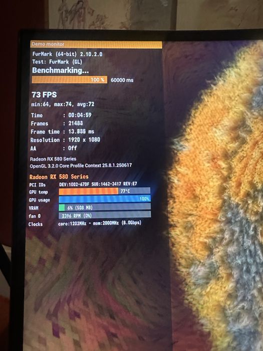 Игровой компьютер rx580 8gb, 12 ddr4, intel 7500 в прекрасно состоянии