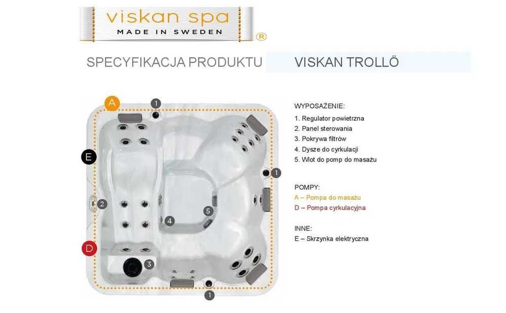 Wanna Jacuzzi Viskan TROLLO – Luksusowy hydromasaż dla 6 osób, 26 dysz