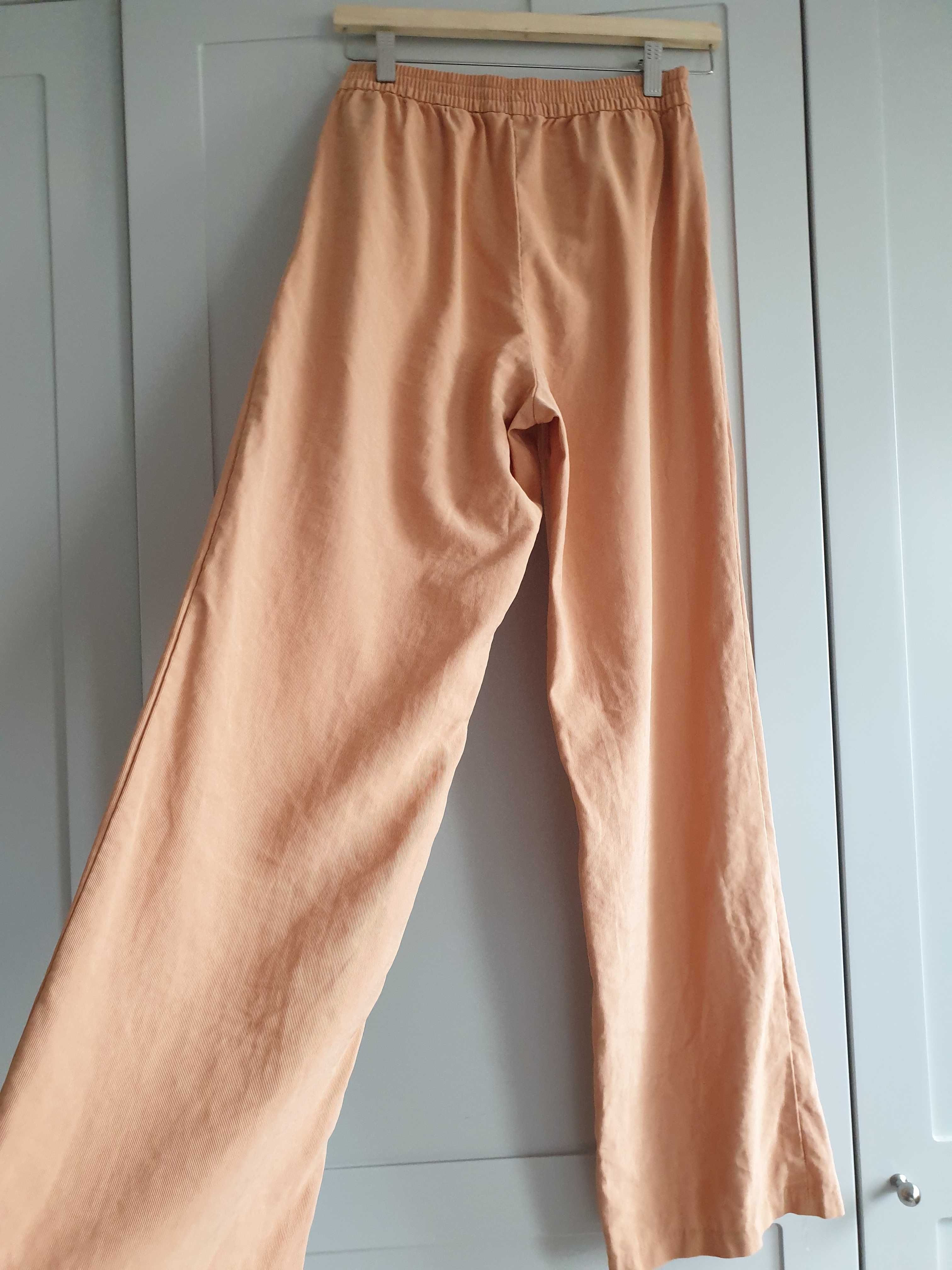Beżowe karmelowe spodnie lyocell Primark 36 palazzo szerokie nogawki