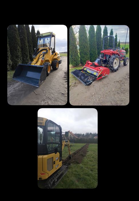 Usługi Minikoparką Miniładowarką glebogryzarka separacyjna odśnieżanie