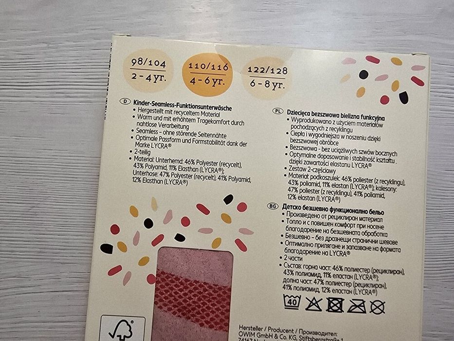 Дитяча термобілизна для дівчинки 98 104 110 116 kuniboo lupilu