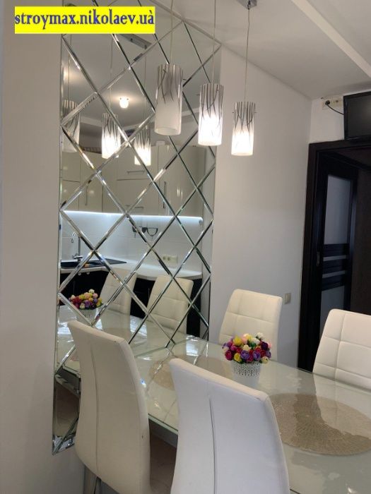 Зеркало на стену (панно) 100*200 см серебро фацет 10 мм