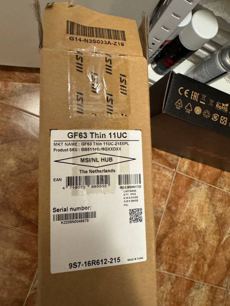 Ноутбук MSI GF63 Thin 11-UC