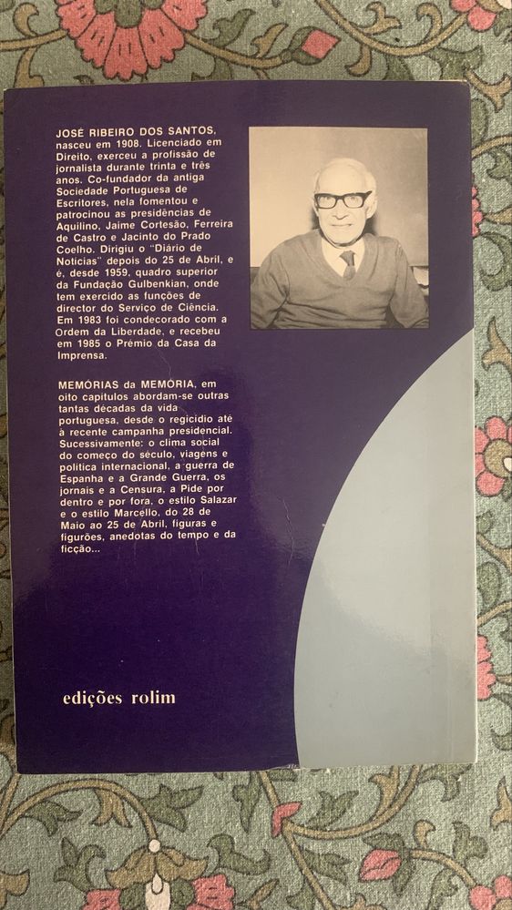 Memórias Da Memória de José Ribeiro Dos Santos   1986