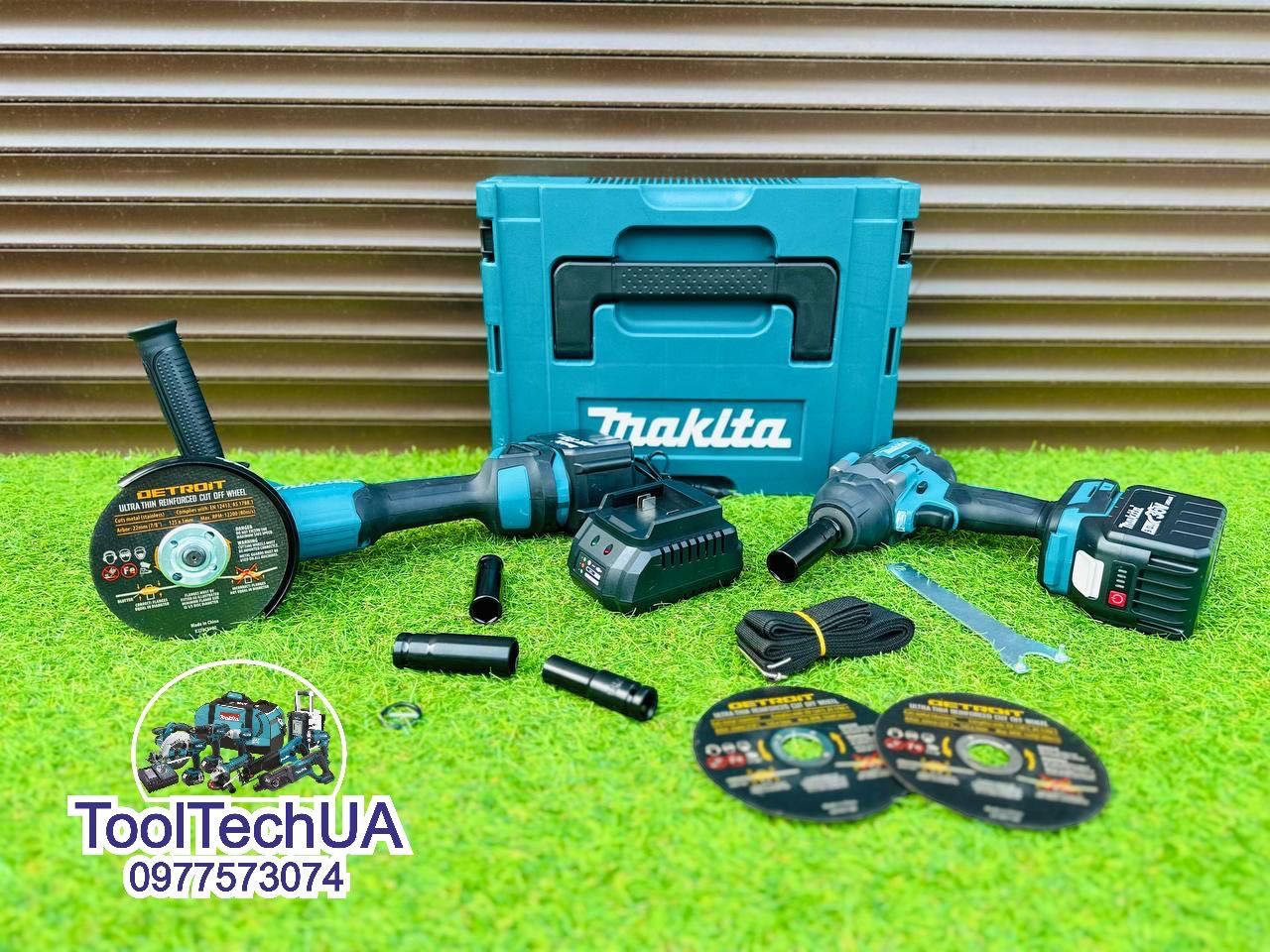 Набор Makita 2/1 Акумуляторна Болгарка DGA504 + Гайковерт DTW800 36V9A