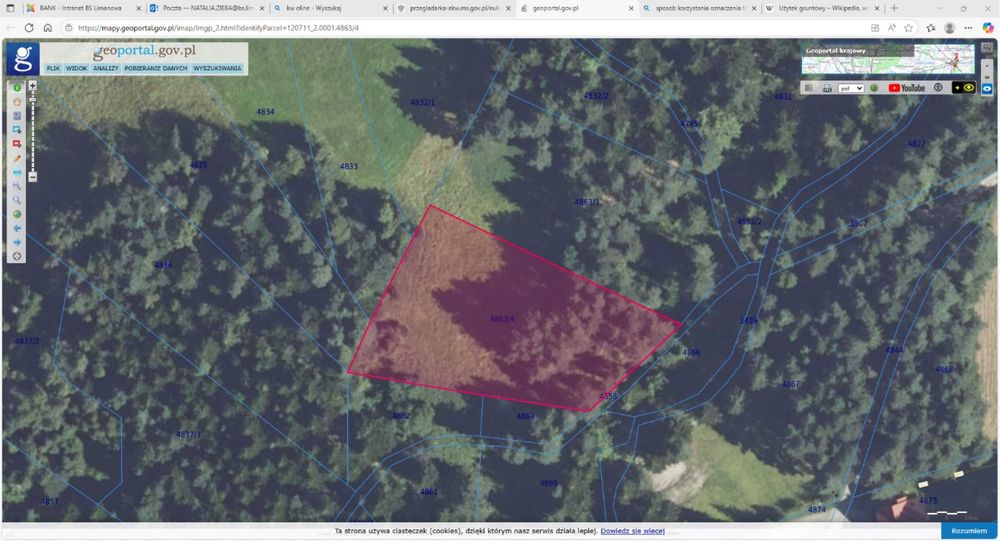 Działka 24 ary- Słopnice - przy szlaku na Mogielicę