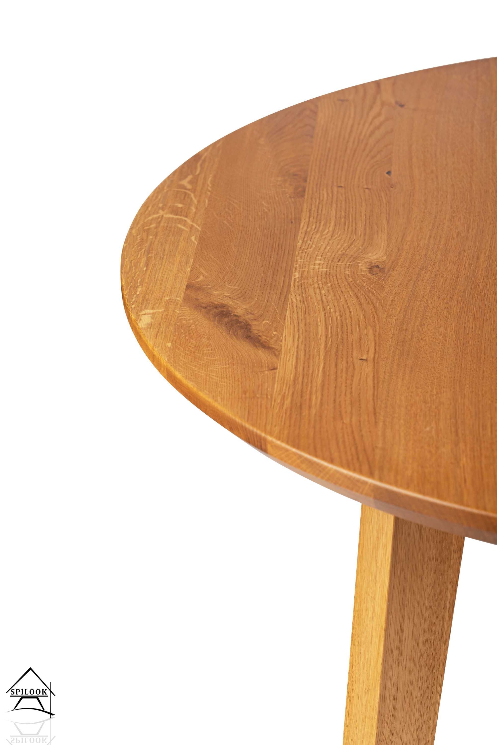 Stół okrągły drewniany rozkładany-drewno dębowe-loft
