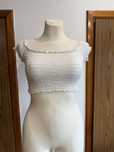 Biały crop top marszczony crop top z krótkim rękawem