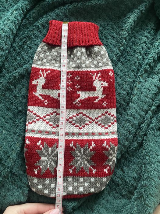 Świąteczny sweterek dla psa kota rozmiar M czerwony