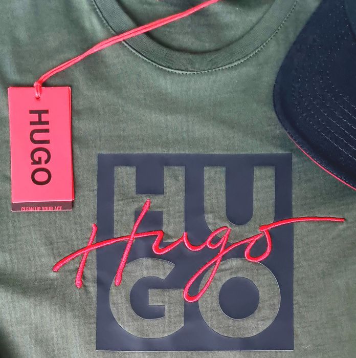 Комфортна та стильна чоловіча футболка Hugo Boss кольору хакі (XL)