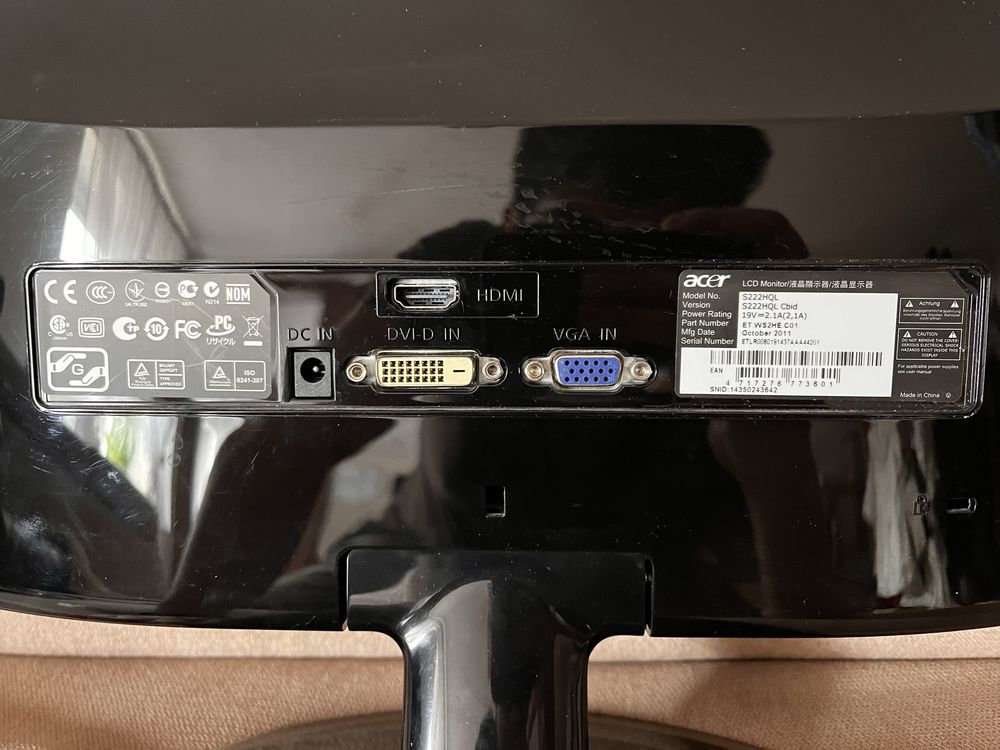 Monitor Acer S222Hql 22” cale led hdmi vga dvi - bdb stan