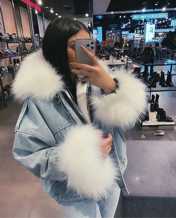 Джинсовая куртка с мехом женская куртка зимняя жіноча куртка