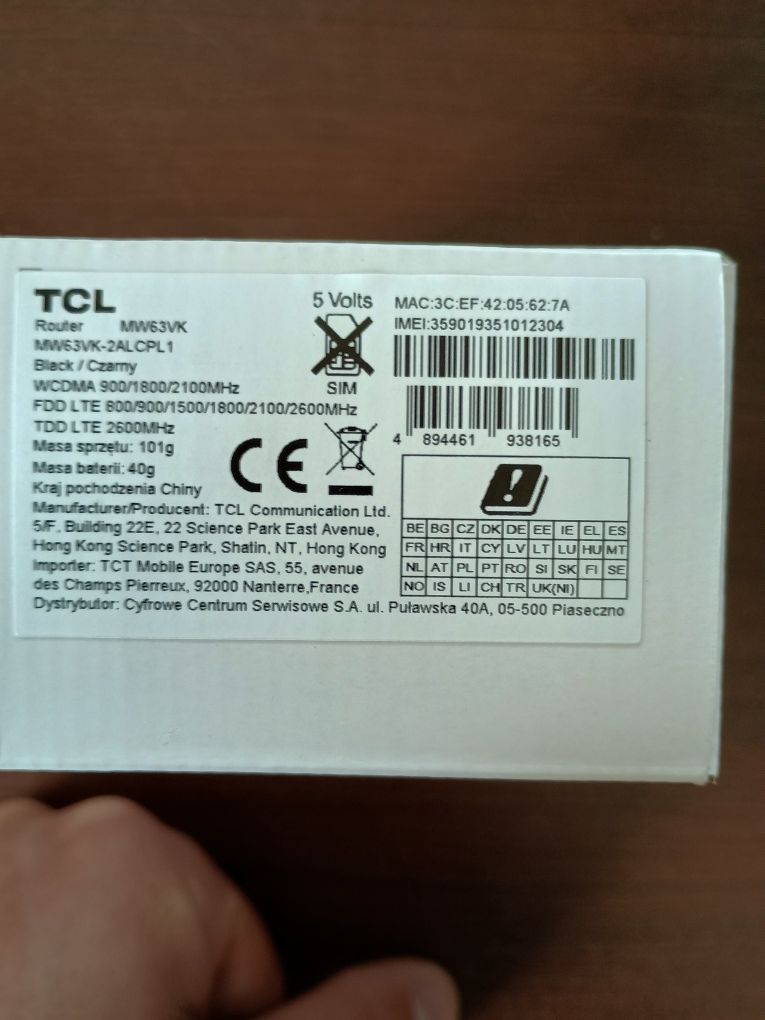 TCL Linkzone MW63 ruter na kartę sim