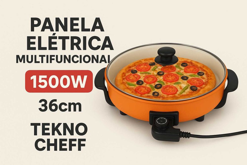 Panela Elétrica Multifuncional 36cm – Pizzas, Paellas e Muito Mais!