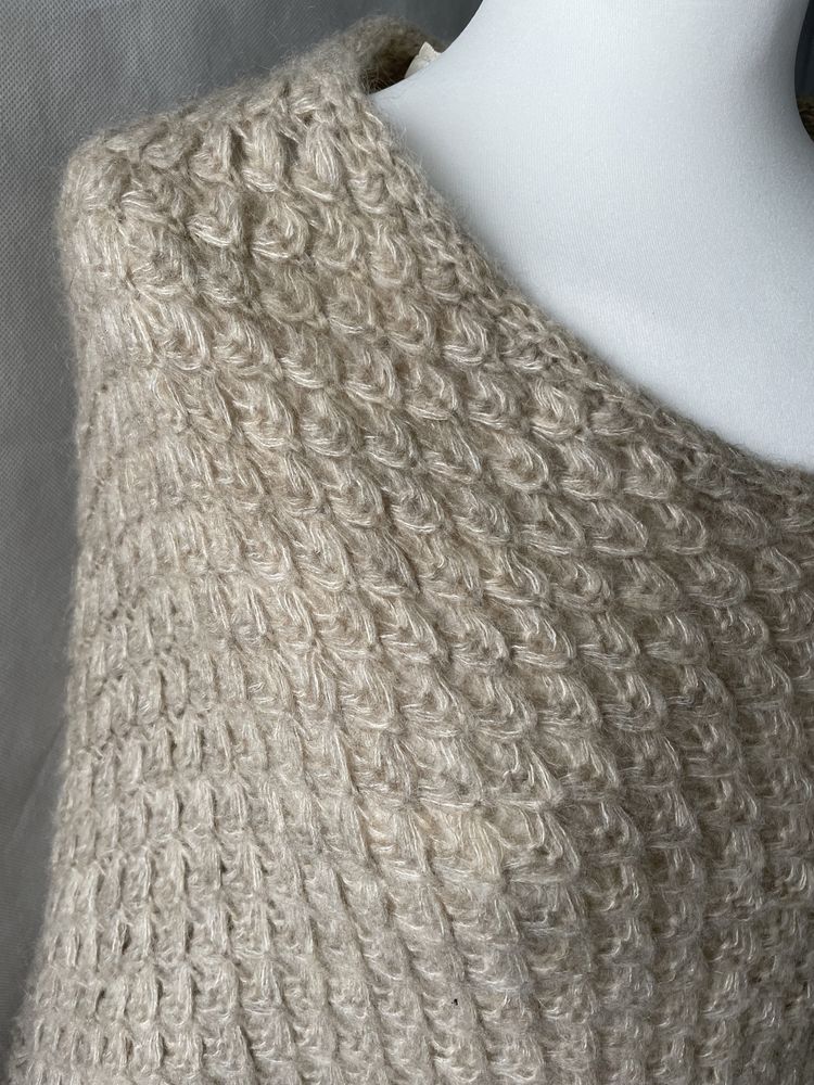 Poncho damskie narzutka  włoskie Cocogio cappuccino uniwersalny