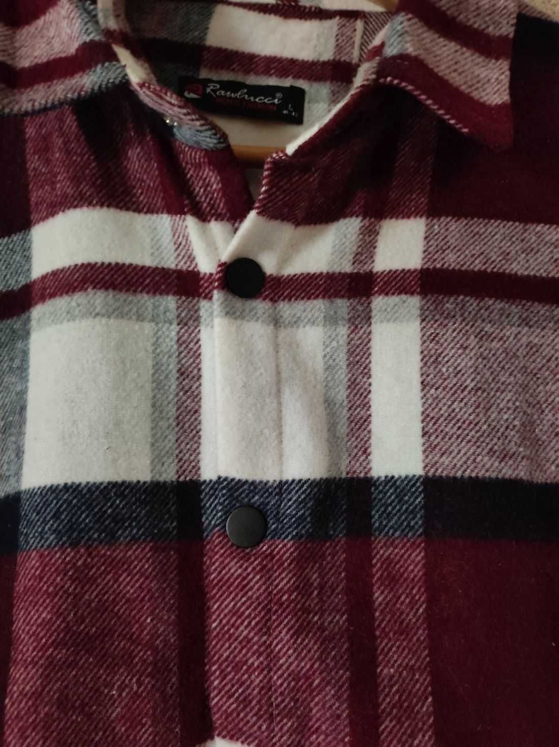 polarowa flanelowa koszula w kratę casual kurtka koszulowa zapinana