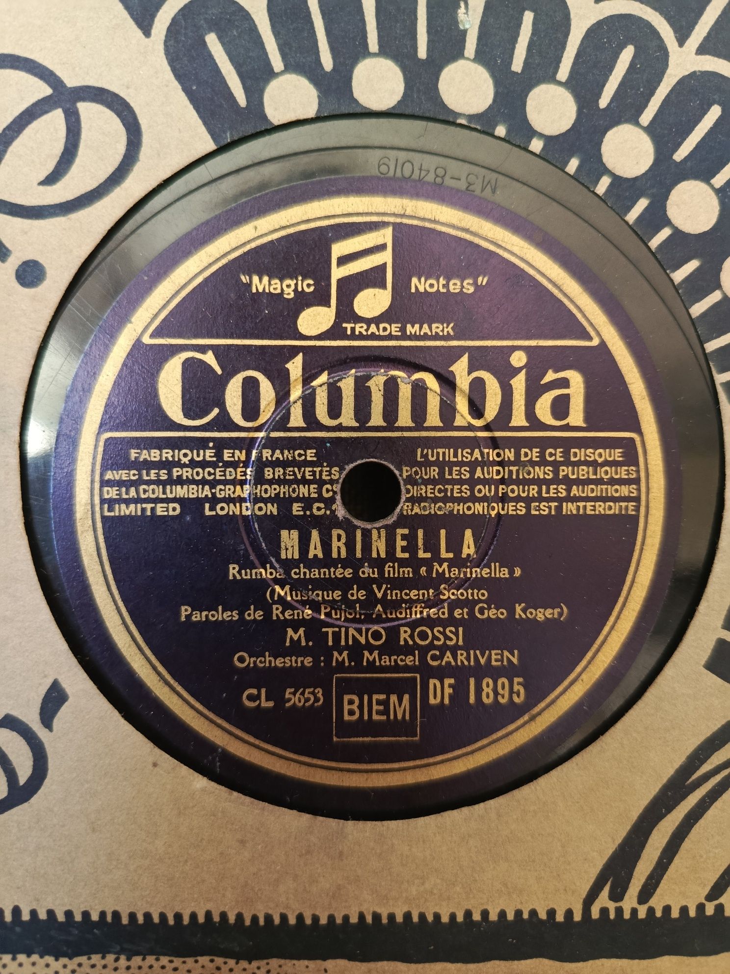 Tino Rossi - Płyta szelakowa (Columbia)