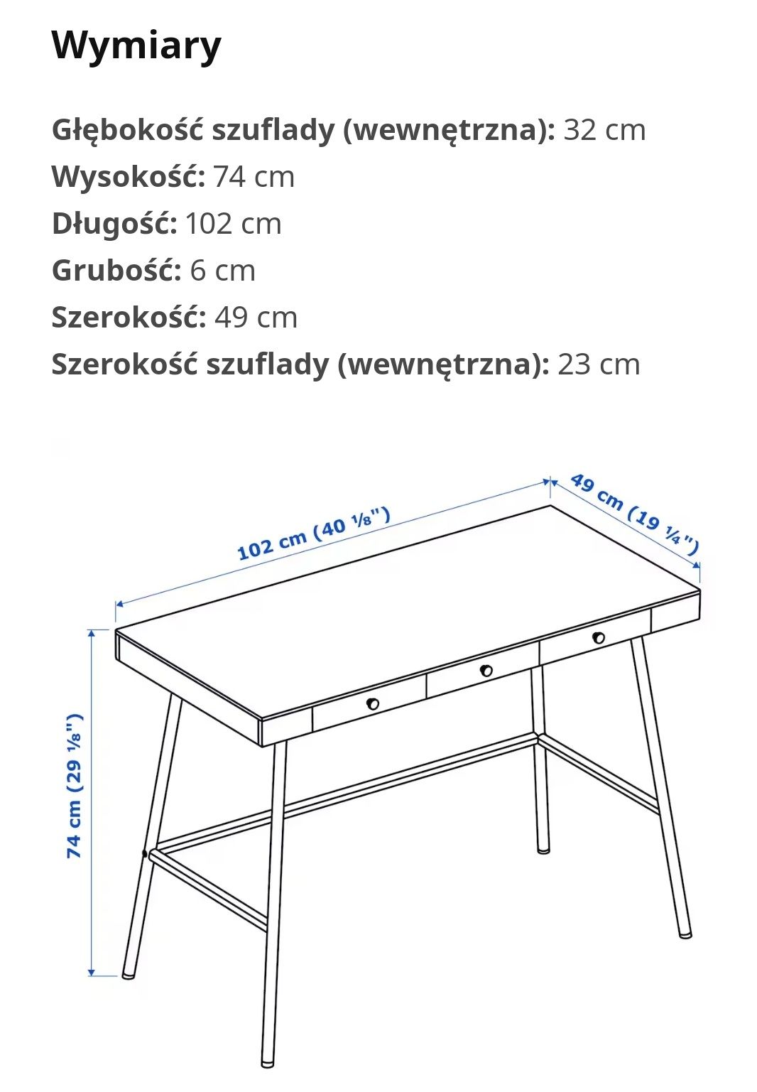 Biurko IKEA  lilansen 102x 49 cm stan bdb