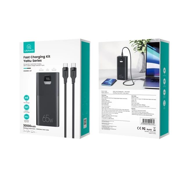 Powerbank USAMS 30000mAh 65Вт Повербанк /павербанк /павербенк 65w