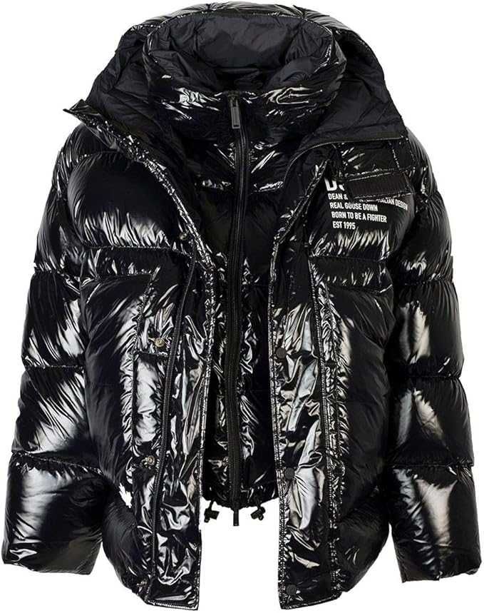 DSQUARED2 luksusowa męska kurtka puchowa z kapturem glossy finish