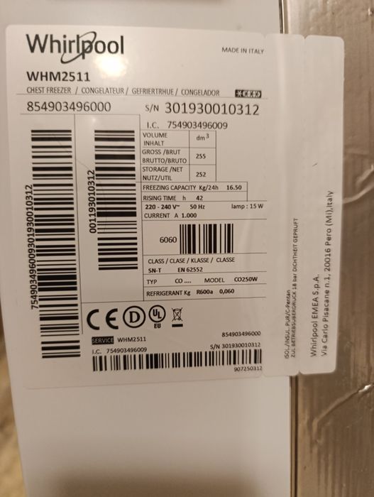 Морозильна камера Whirlpool WHM 2511