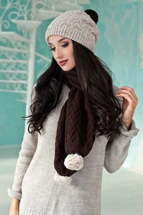 Зимний женский комплект «Стефани» (шапка и шарф)  БУ