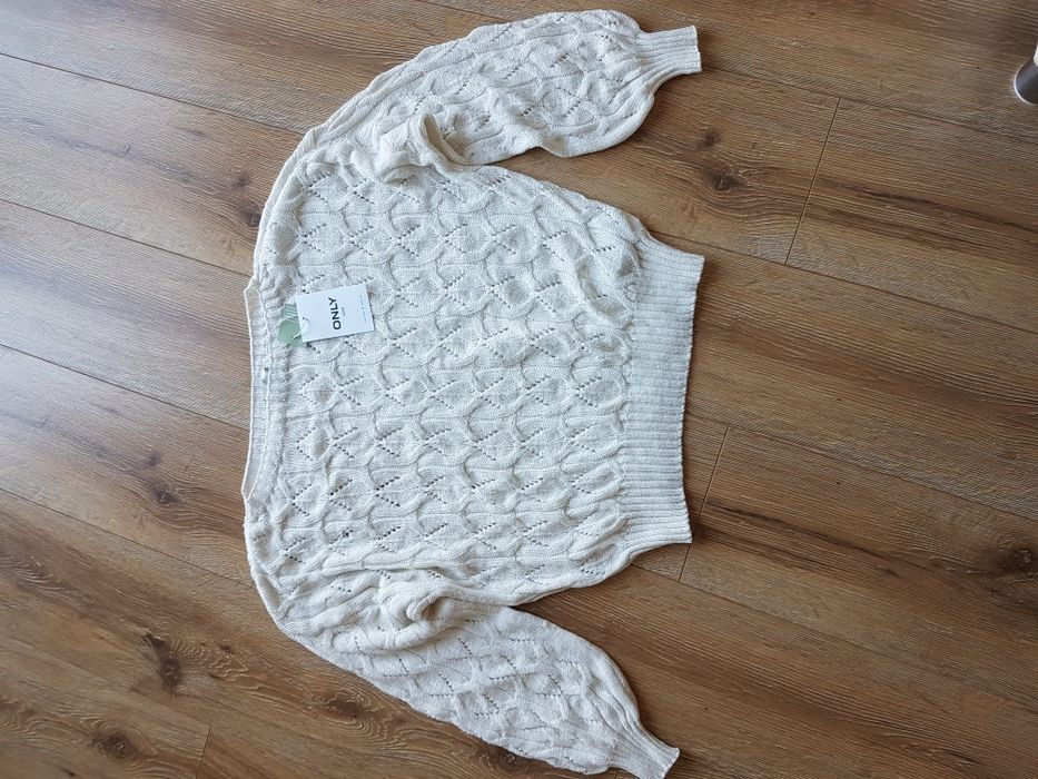 S 36 Only Brynn life structure sweter damski biały ażurowy sweterek