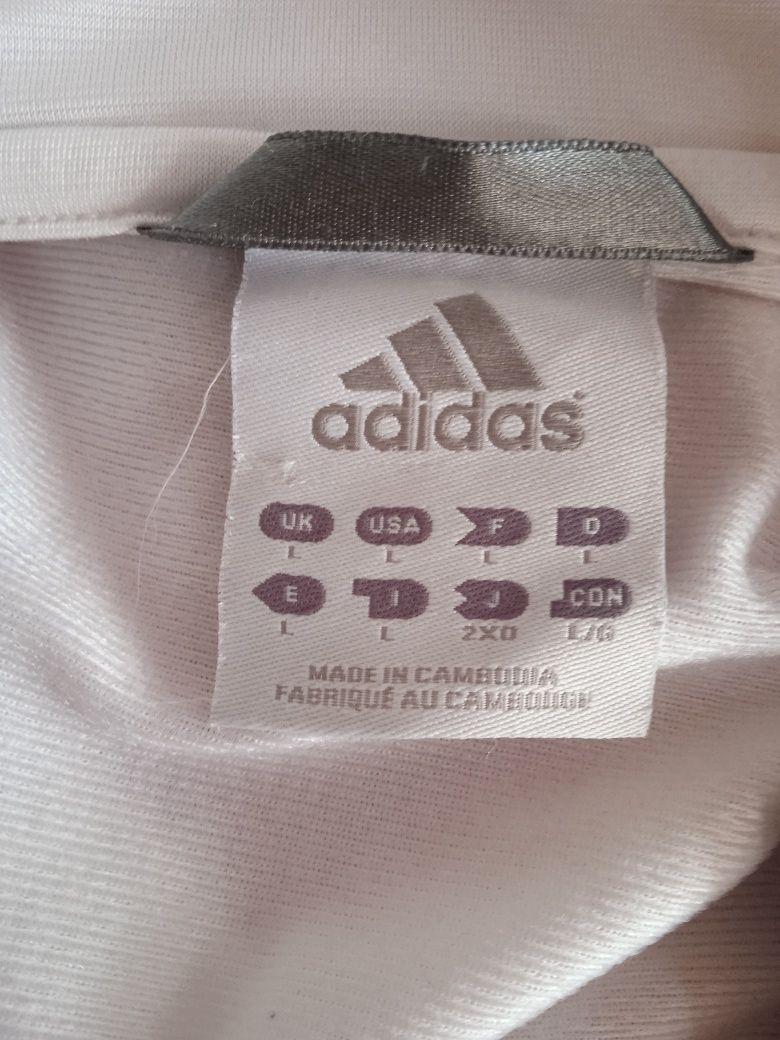 Biała męska bluza Adidas rozpinana kieszenie L XL