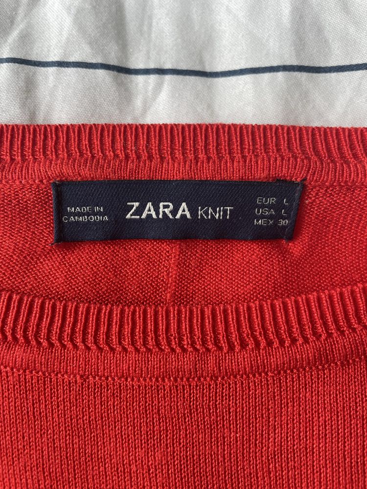Cienki czerwony sweterek Zara