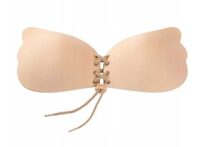 Biustonosz samonośny stanik PUSH UP regulowany beżowy rozmiar C