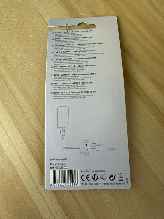 Rozdzielacz typu C dwa razy portu ładowania USB C