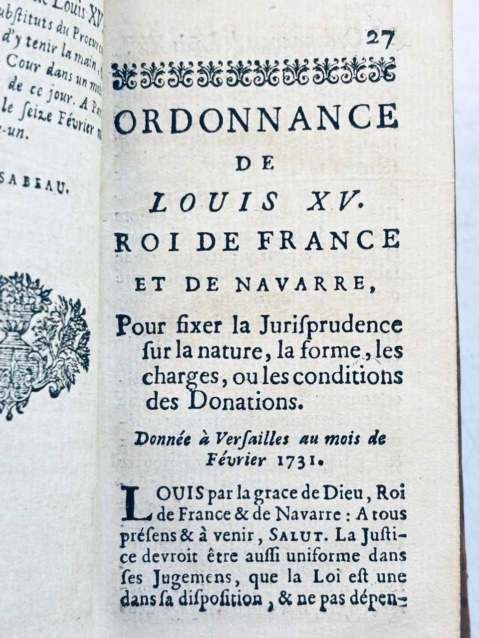 MUITO BOM exemplar sobre o direito francês no reinado de Luís XV. 1759