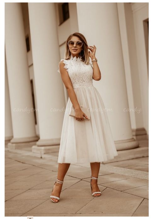 Koronkowa sukienka z tiulem Wyprzedaż! Nowa na wesele imprezę S, M, L