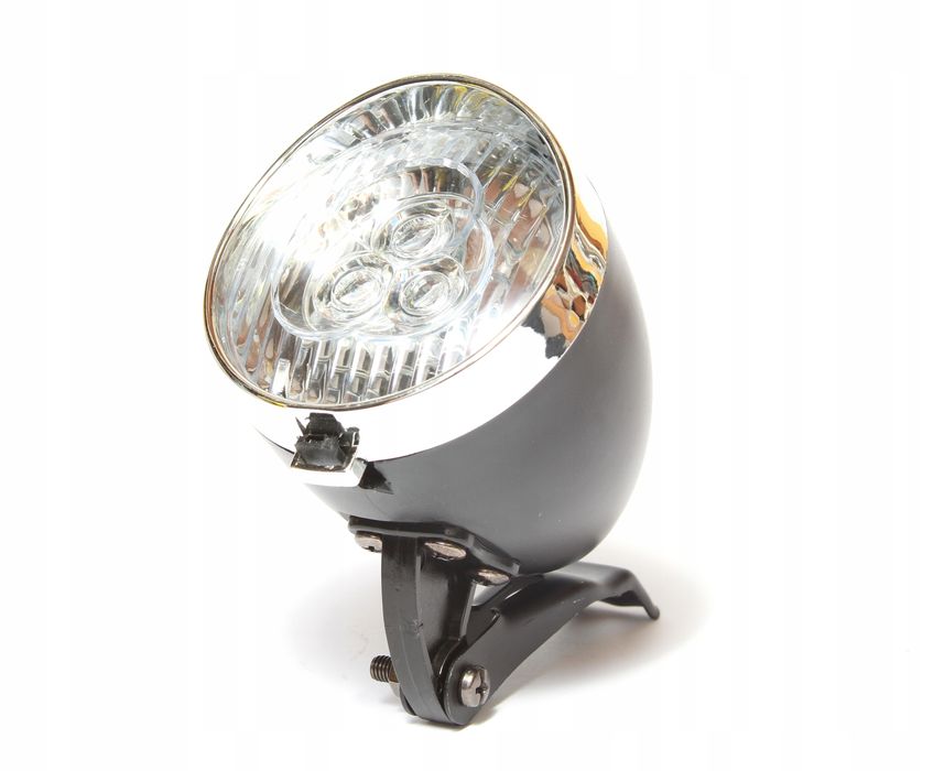 Lampka rowerowa przód LED retro na baterie lampa uchwyt zaczep widelec