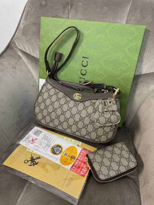 Сумка Gucci гуччі гучи комплект гаманець жіноча брелок подарунок GG