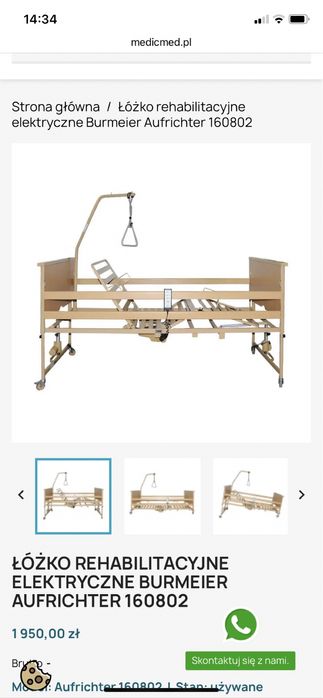Łóżko rehabilitacyjne elektryczne Bumeier aufuchter 160802