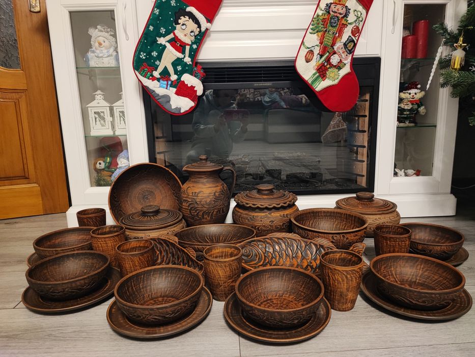 Український глиняний набір посуду/глиняний набір на Святвечір/Різдво