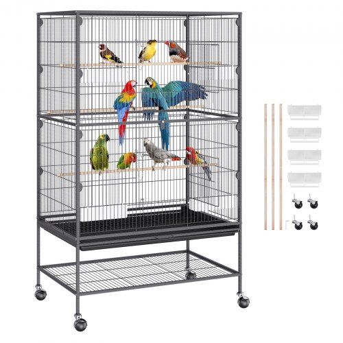 Bird Aviary 79x51x132cm Gaiola para pássaros feita de aço carbono Q19