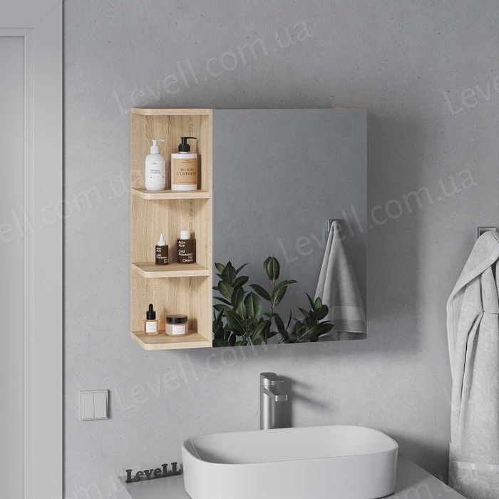 Полиця  навісна з дзеркалом, шафа у ванну, вологий ДСП, дзеркало.