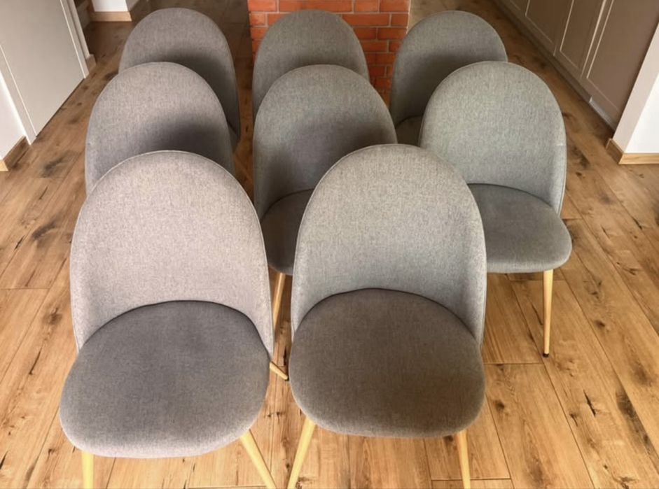 Krzesla szare drewniane - komplet 8 sztuk Kokkedal Jysk