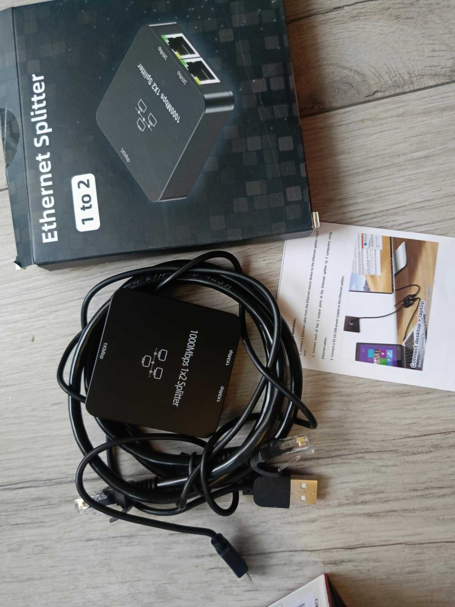 Rozgałęźnik Rozdzielacz Kabla LAN Internet RJ45 1 na 2