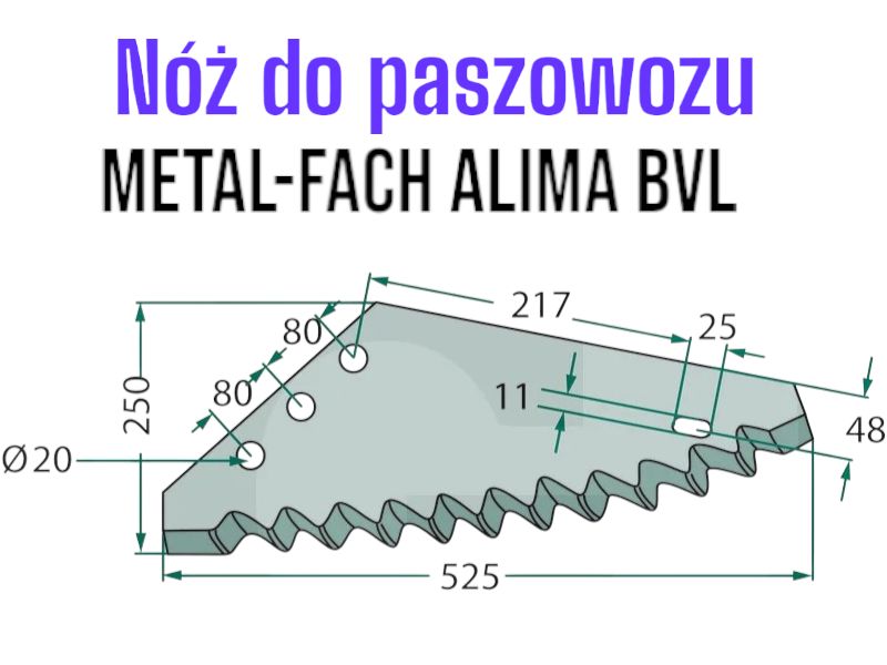 METAL -FAH Nóż do paszowozu  pasuje do BVL, Logifeed, ALIMA Niemiecki