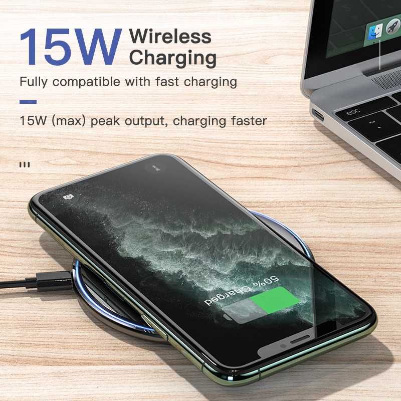 Бездротова зарядка QI Fast Charger 15W Huawei Samsung iPhone Apple