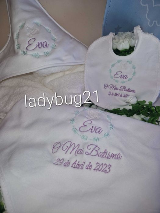 Conjuntos de batismo personalizados, livros honra, toalhas banho