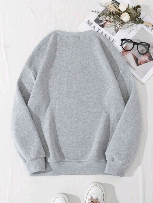 Gráfico de Coração & Letra Revestido Térmico Moletom